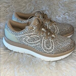 Alegria Roll On Tan and White Sneakers Size 38